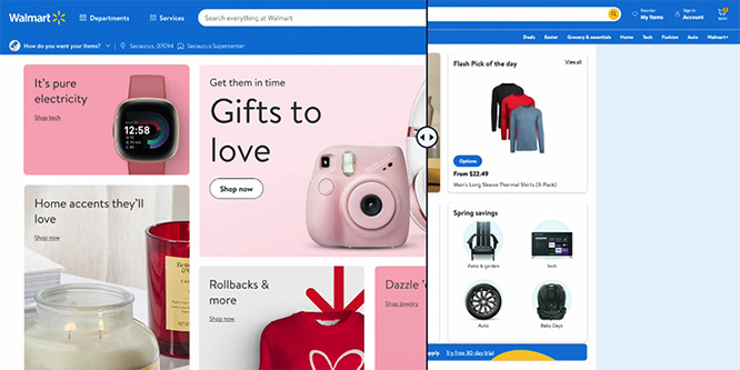 Walmart website update comparison