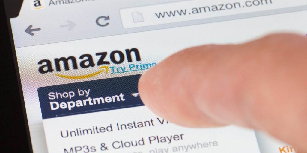 Image of someone touching the Amazon department page