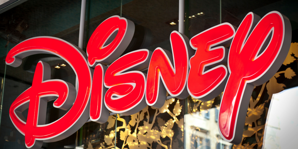 Photo of a hanging sign that says "Disney"