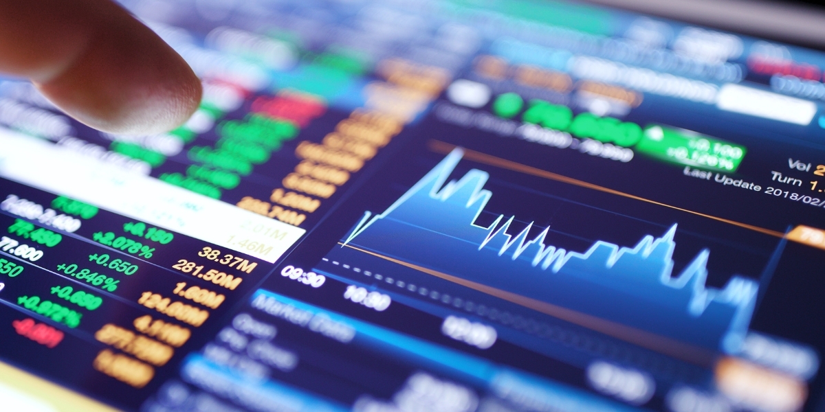 Image of stock prices on a screen